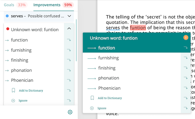 spelling suggestion in prowritingaid