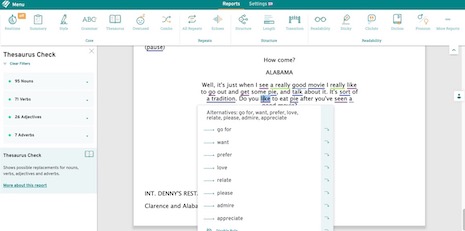 ProWritingAid contextual thesaurus