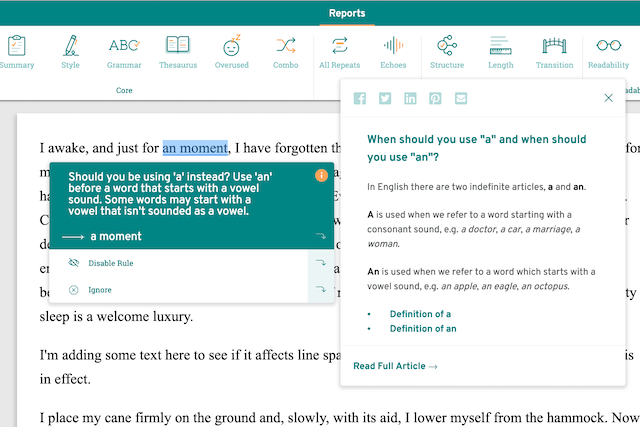 prowritingaid's suggestions help correct grammar errors