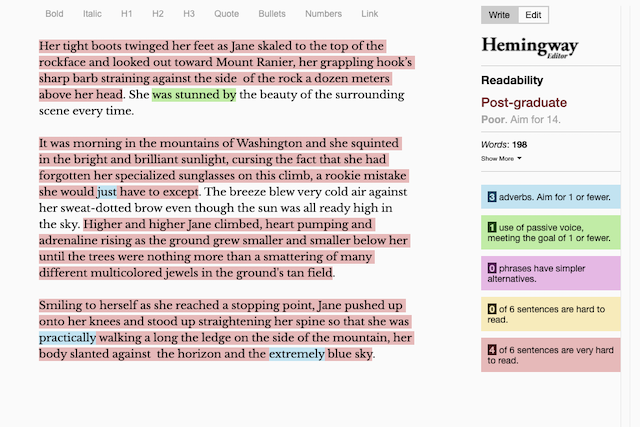 the hemingway editor interface