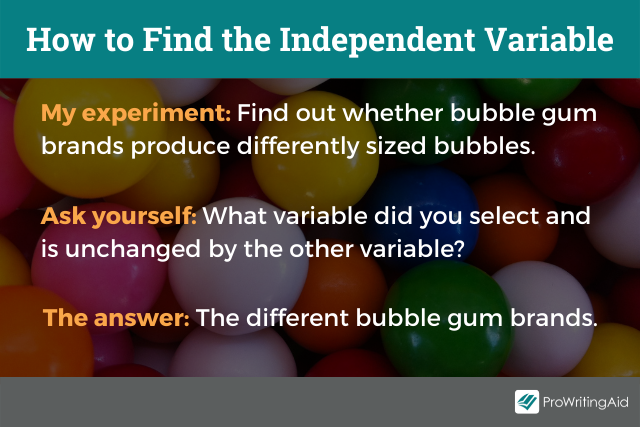 A picture showing how to find the independent variable