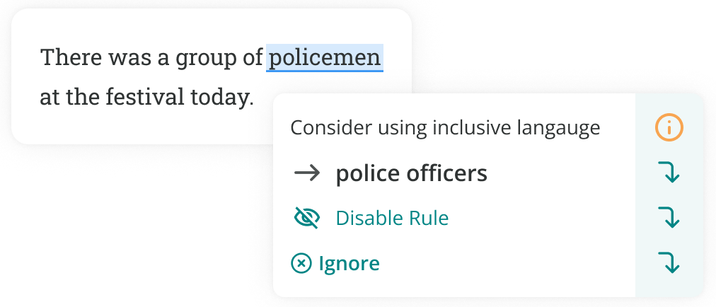 ProWritingAid suggesting inclusive language use