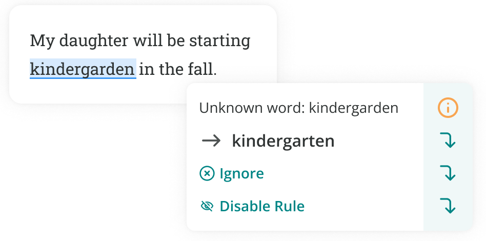 ProWritingAid correcting kindergarden