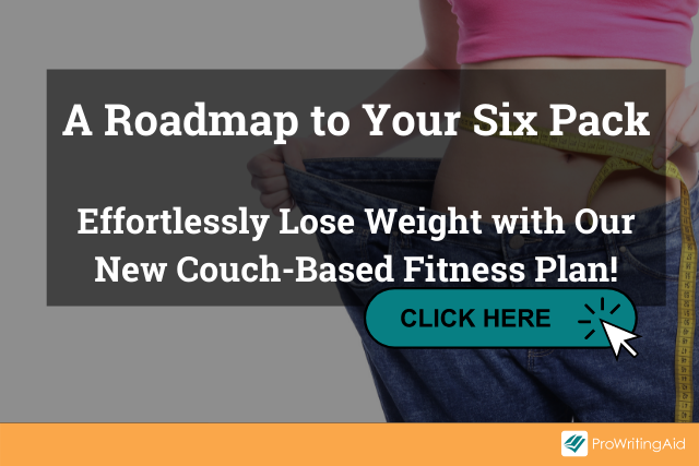 Image of woman with tape measure and words "A Roadmap to Your Six Pack.Effortlessly Lose Weight with Our New Couch-Based Fitness Plan!