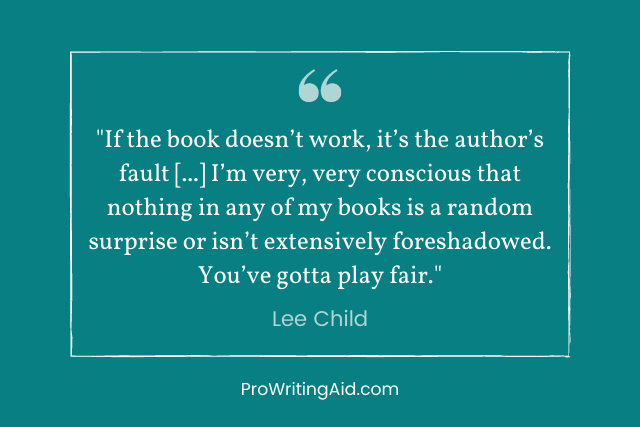 lee child foreshadowing quote