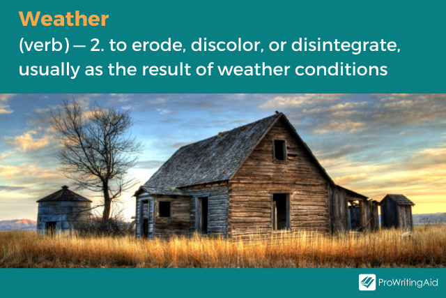 Image showing second definition of weather as a verb