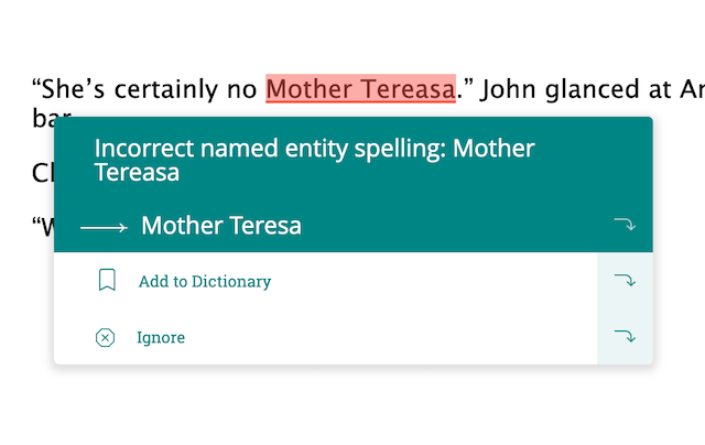 mother teresa correction in ProWritingAid