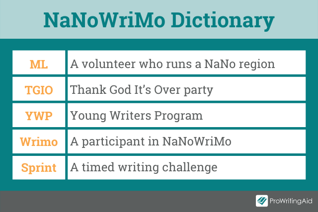 Your Nanowrimo dictionary