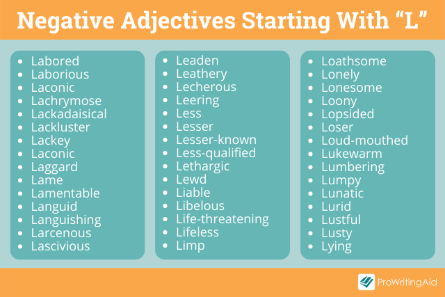 Negative Describing Words Starting With L