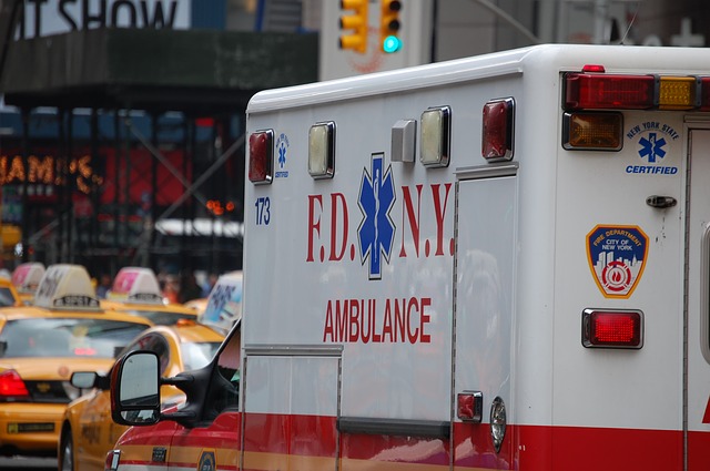 ambulance on a busy New York street