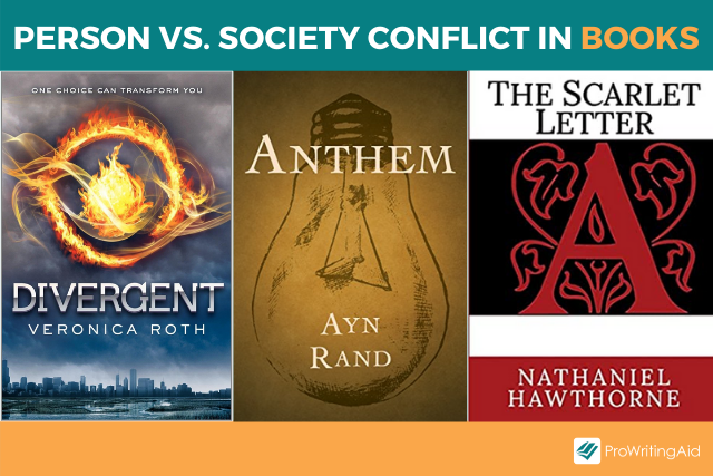 Image showing examples of person vs. society conflict in books