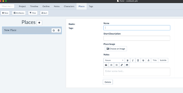 record your setting details with plottr