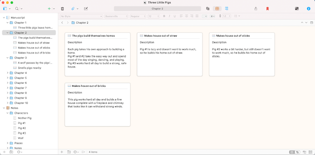 view your outline in scrivener