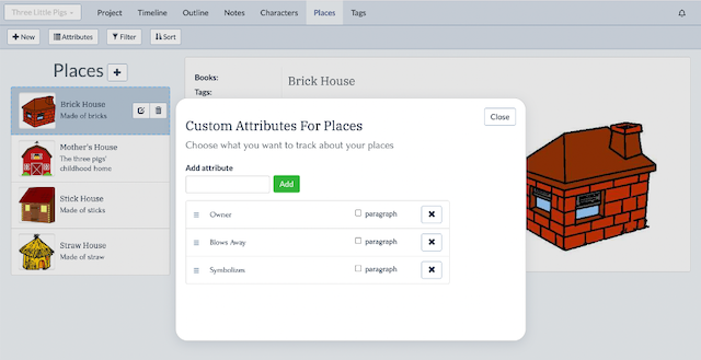 create notes about your setting