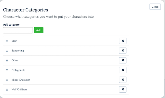 categorize your characters