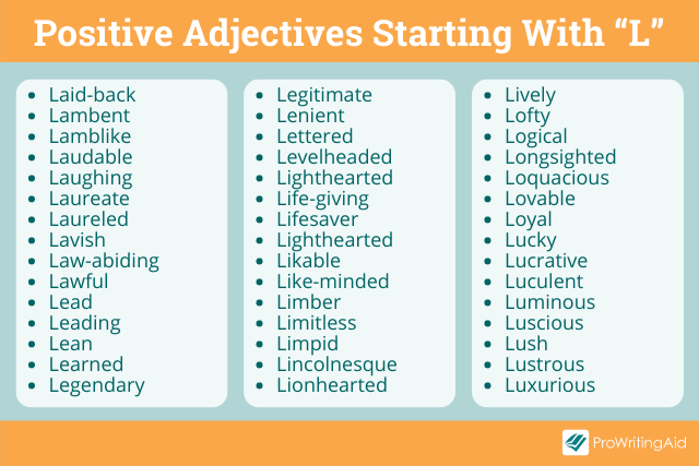 Positive adjectives that start with L