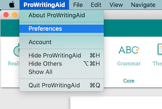 preferences menu in the mac desktop app