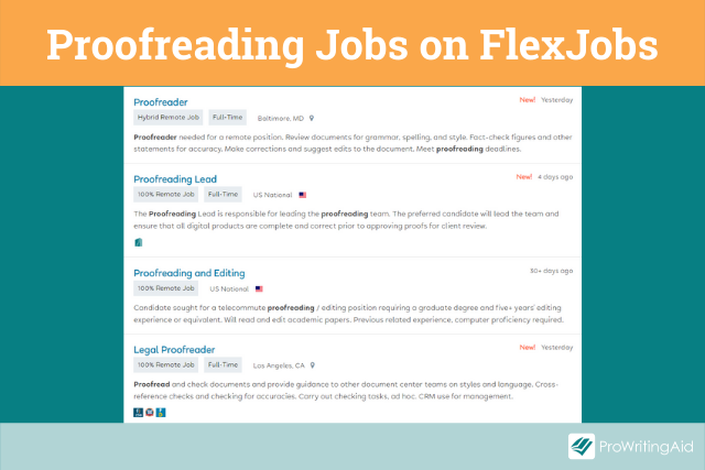 Proofreading jobs on Flexjobs