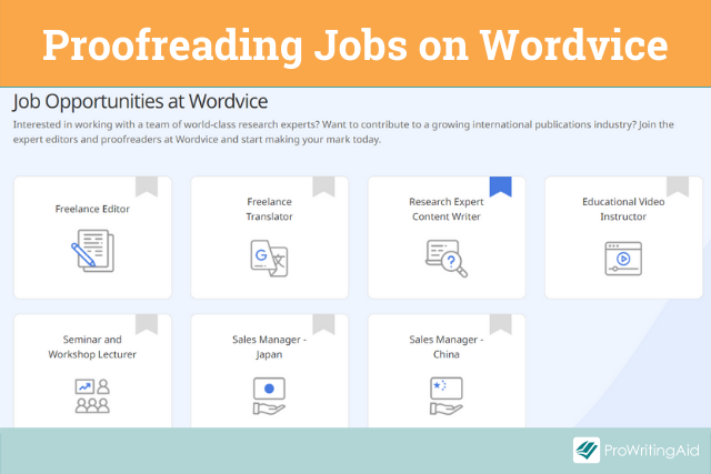 Proofreading jobs on Wordvice