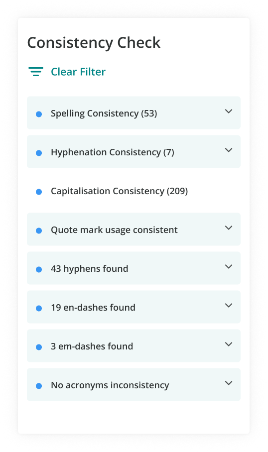 ProWritingAid's consistency check