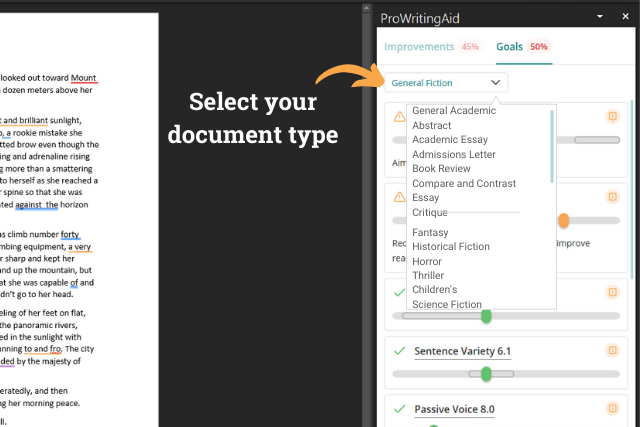 Image showing ProWritingAid's document types