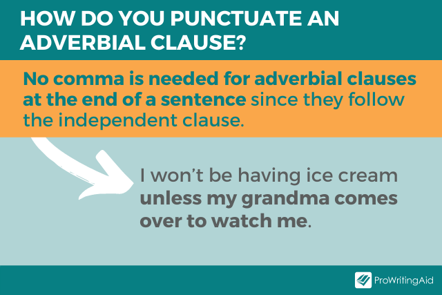 Image showing how to punctuate adverbial clause at the end of a sentence