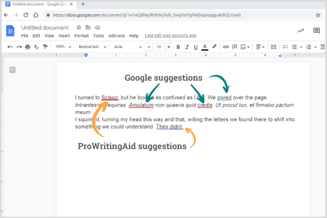 prowritingaid suggestions in google docs