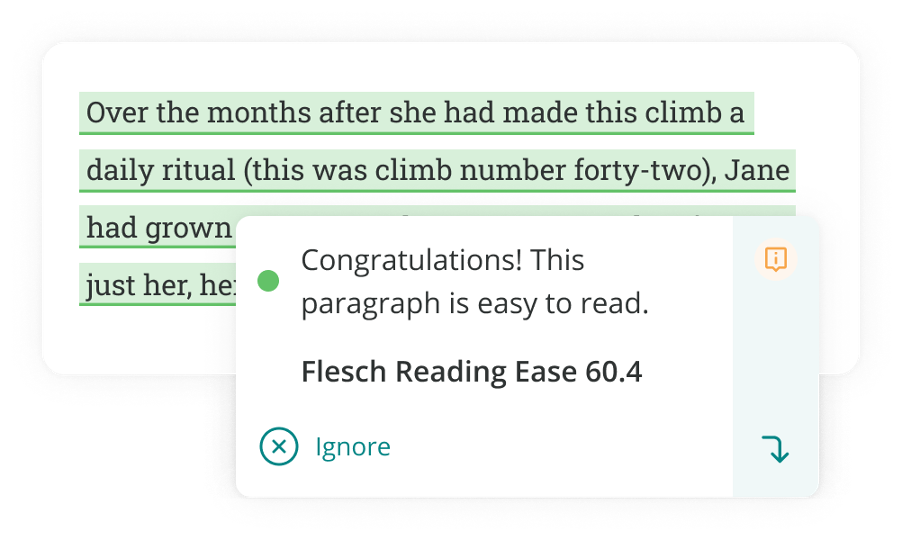 readability score pop-up in prowritingaid