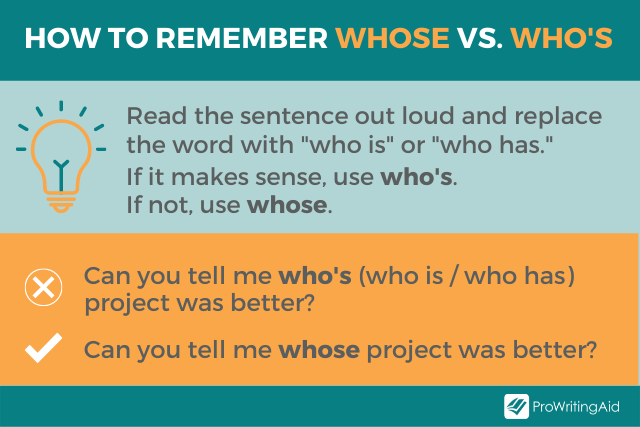 Image showing tips to remember the difference between whose and who's