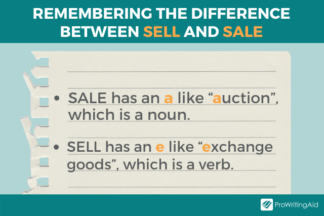 Image showing how to remember the difference between sell vs sale