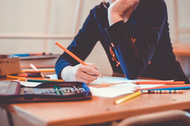 Students writing