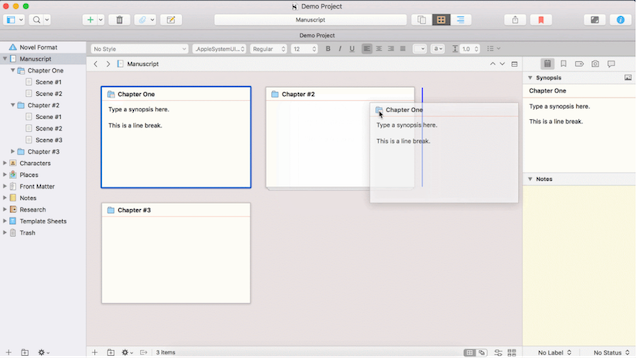 screenshot of outliner software