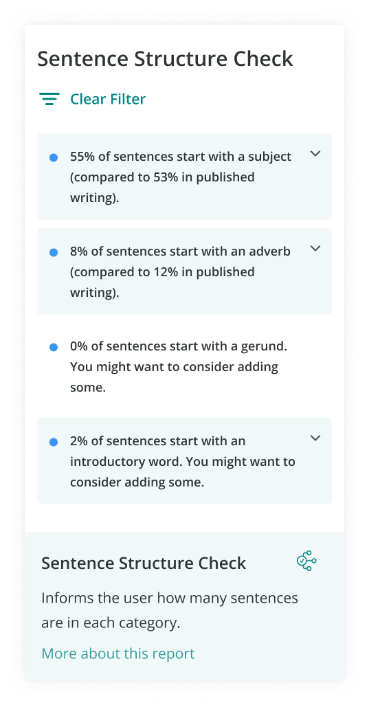 ProWritingAid's sentence structure report