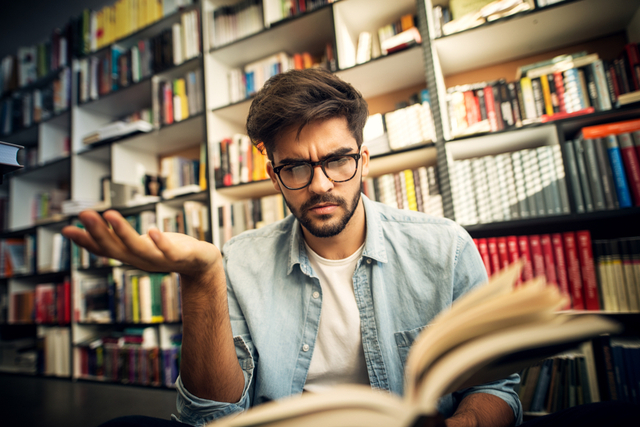 man is confused by plot hole while reading