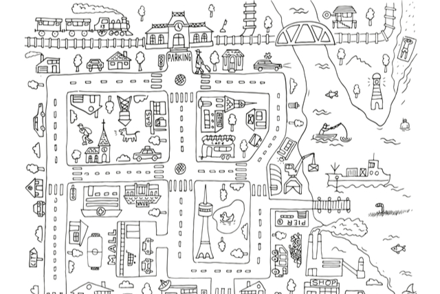 doodle map of a town