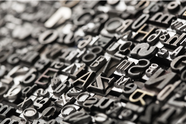 closeup of typesetting blocks