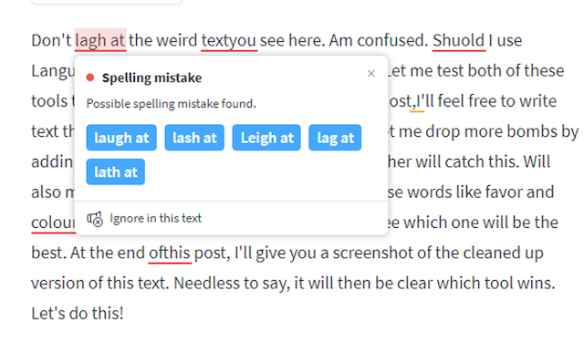 languagetool suggestion