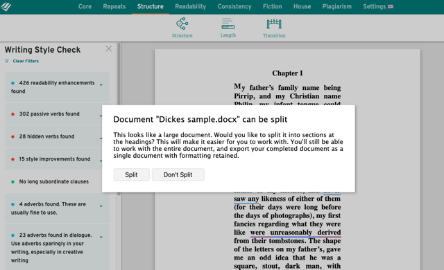 Split your document into chapters