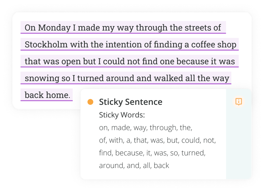sticky sentence in prowritingaid