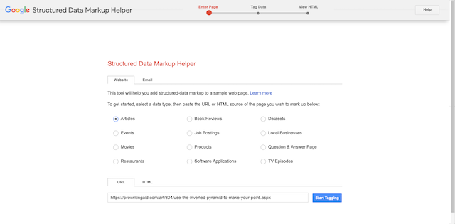 Google’s structured data markup helper