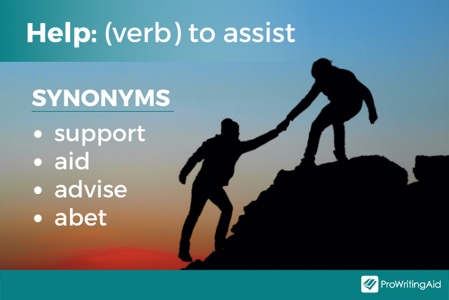 Image showing synonyms for help as a verb
