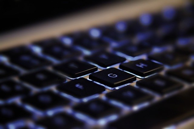 close up of a backlit keyboard
