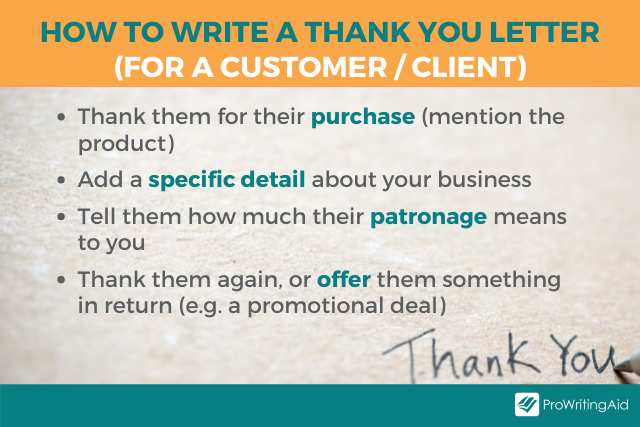 Image showing how to write a thank you letter for a client