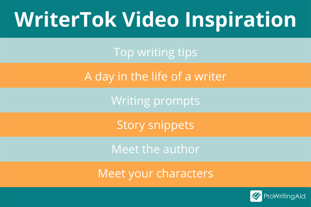 WriterTok video ideas list