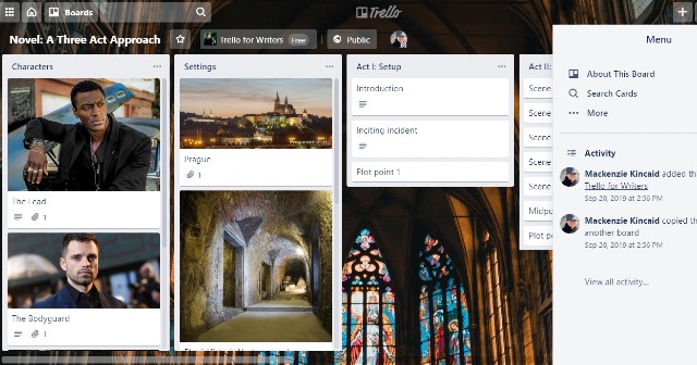 trello for writers