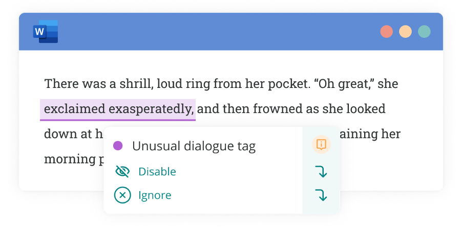 dialogue tag suggestion in ProWritingAid