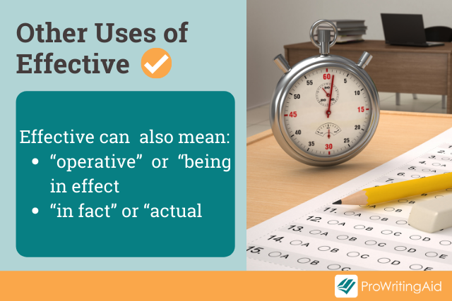 other uses of effective: operative, in effect; in fact, actual