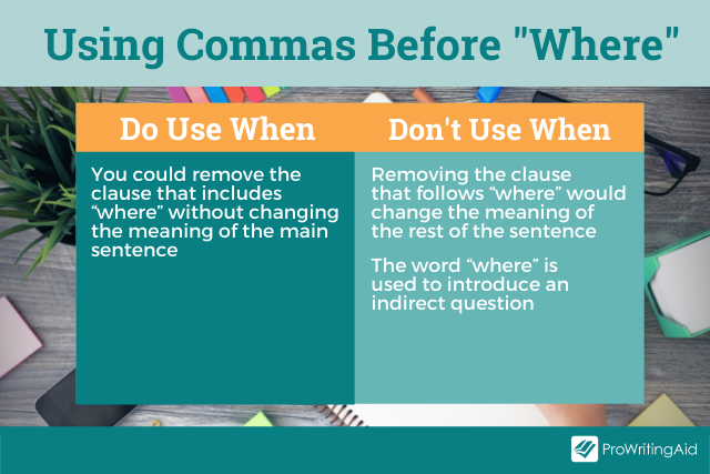 Using commas before where rules