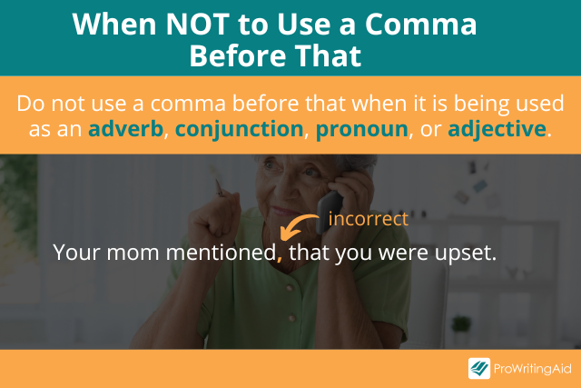 when not to use a comma before that