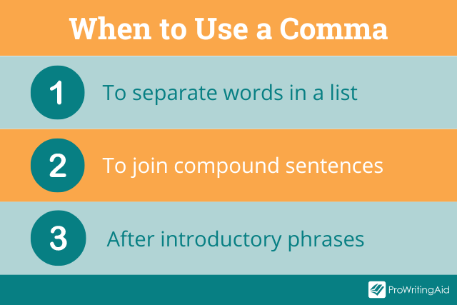 When to use a comma